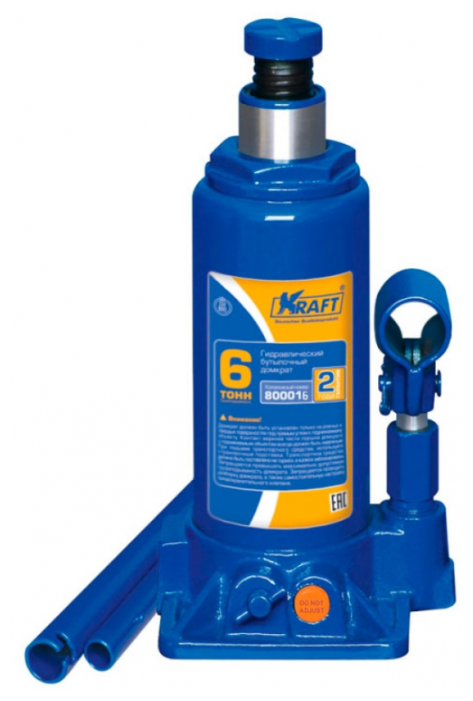 Домкрат бутылочный гидравлический KRAFT КТ 800016 (6 т) синий