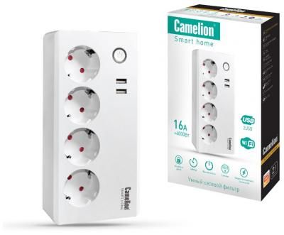 Сетевой фильтр Camelion Smart Home 4 Sockets 2xUSB 1.5m SPS/SH/4х1.5/USB/WIFI 14502