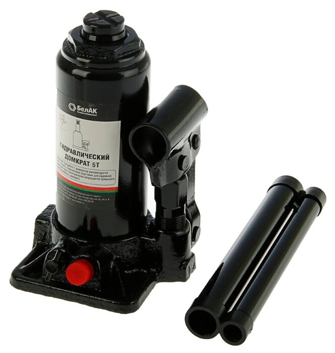 Домкрат бутылочный гидравлический БелАвтоКомплект БАК.00029 (5 т) черный