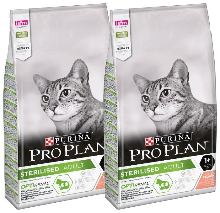 Корм для стерилизованных кошек Purina Pro Plan Sterilised для профилактики мкб, с лососем 2шт. Х 10 кг. Проплан для стерилизованных кошек 10 кг купить