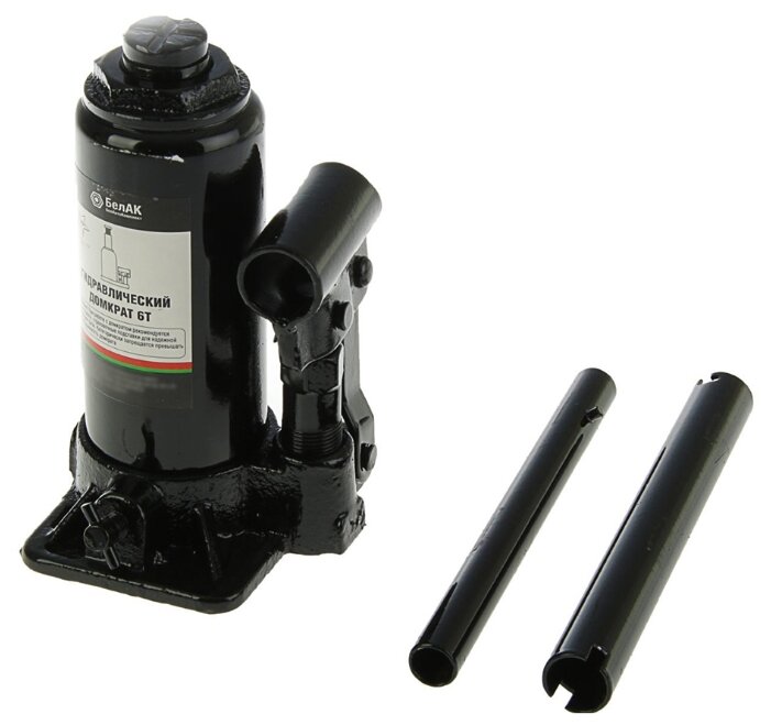 Домкрат бутылочный гидравлический БелАвтоКомплект БАК.00043 (6 т) черный