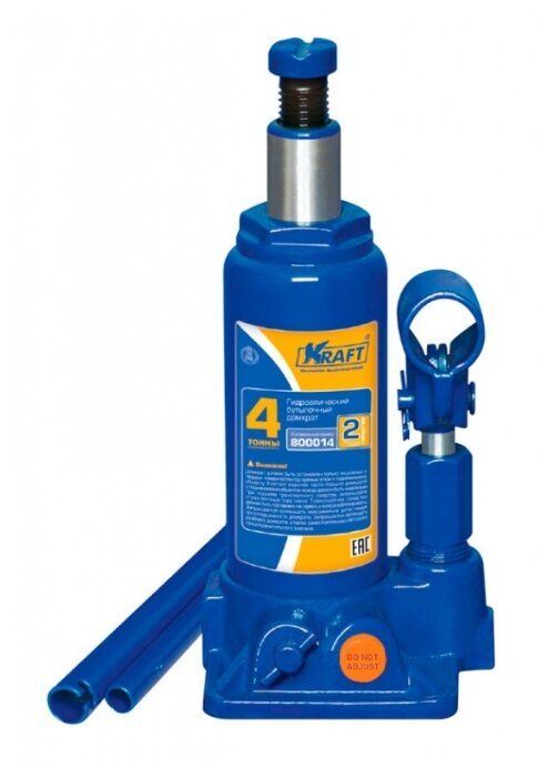 Домкрат бутылочный гидравлический KRAFT КТ 800014 (4 т) синий