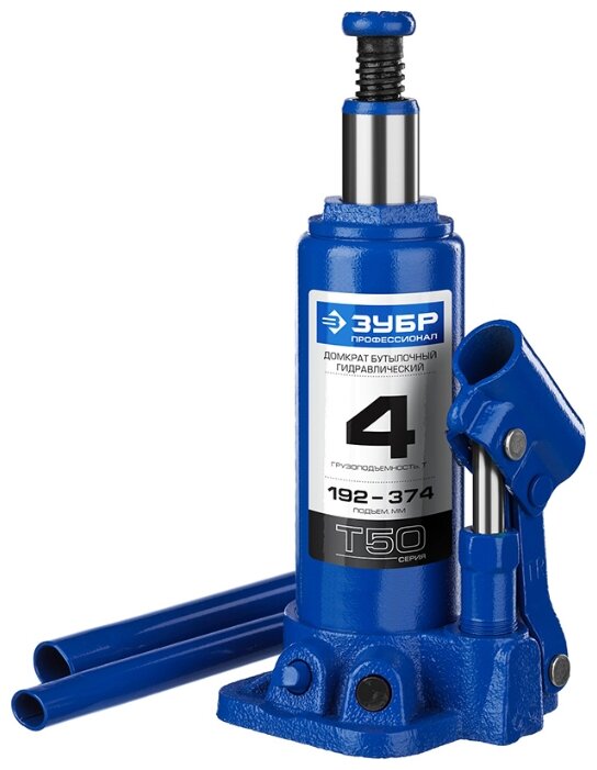 Домкрат бутылочный гидравлический ЗУБР T50 43060-4-K_z01 (4 т) синий