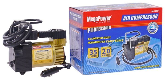 Автомобильный компрессор MegaPower M-14001 черный/золотистый