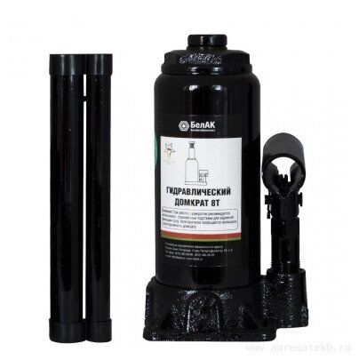 Домкрат бутылочный гидравлический БелАвтоКомплект БАК.00044 (8 т) черный