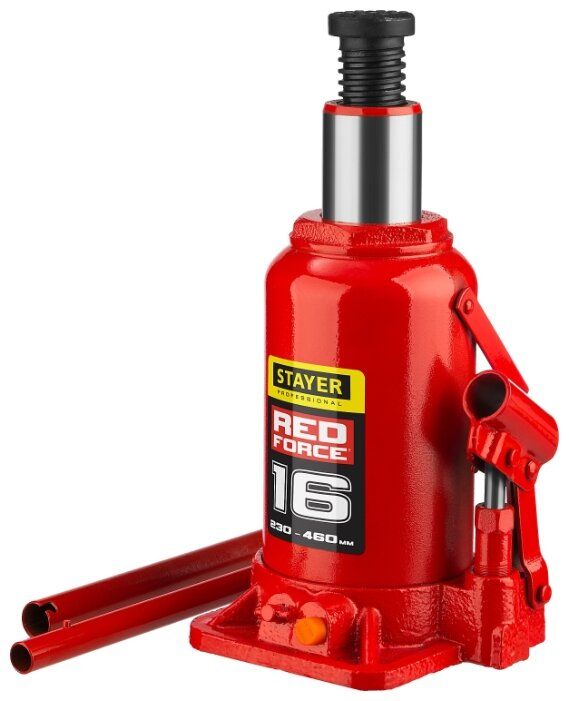 Домкрат бутылочный гидравлический STAYER Red Force 43160-16_z01 (16 т) красный