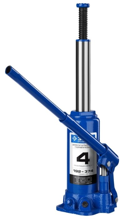 Домкрат бутылочный гидравлический ЗУБР T50 43060-4_z01 (4 т) синий