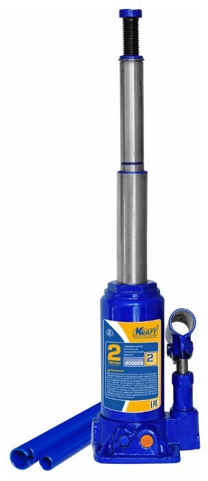 Домкрат бутылочный гидравлический KRAFT КТ 800026 (2 т) синий