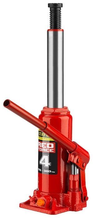 Домкрат бутылочный гидравлический STAYER Red Force 43160-4_z01 (4 т) красный