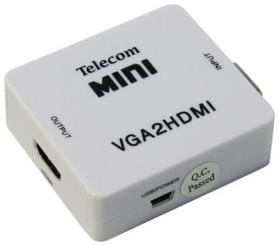 Конвертер Telecom VGA + 3.5 Jack - HDMI (TTC4025) белый
