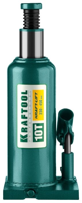 Домкрат бутылочный гидравлический Kraftool 43462-10_z01 (10 т) зеленый