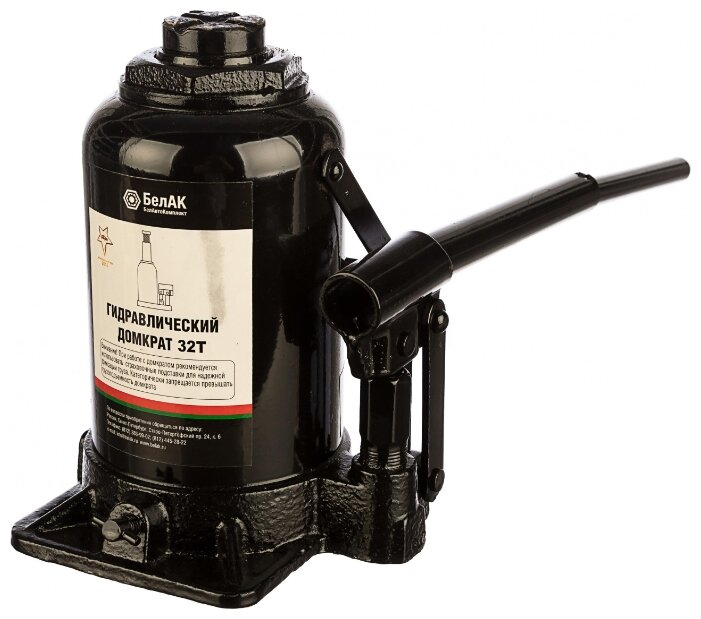 Домкрат бутылочный гидравлический БелАвтоКомплект БАК.00050 (32 т) черный