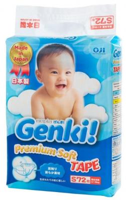 Genki подгузники Premium Soft S (4-8 кг) 72 шт.