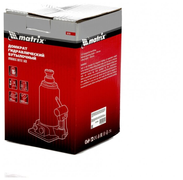 Домкрат бутылочный гидравлический matrix 50769 (16 т) стальной Домкрат бутылочный гидравлический matrix 50769 (16 т) стальной