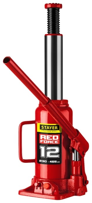 Домкрат бутылочный гидравлический STAYER Red Force 43160-12_z01 (12 т) красный
