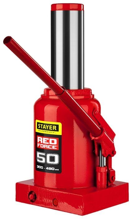 Домкрат бутылочный гидравлический STAYER Red Force 43160-50_z01 (50 т) красный