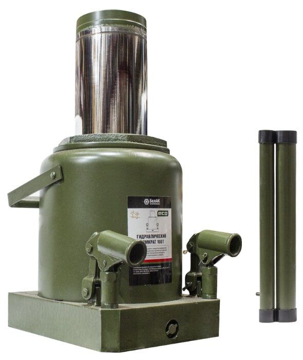 Домкрат бутылочный гидравлический БелАвтоКомплект ЭКО БАК.70024 (100 т) темно-зеленый