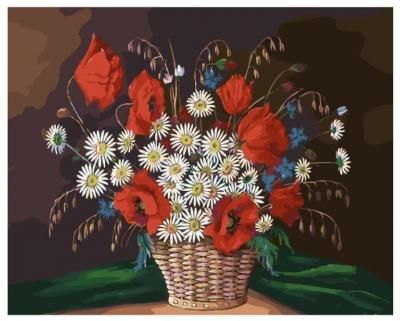 ВанГогВоМне Картина по номерам "Корзина полевых цветов", 40х50 см (ZX 21504)