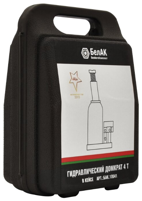 Домкрат бутылочный гидравлический БелАвтоКомплект БАК.10041 (4 т) черный