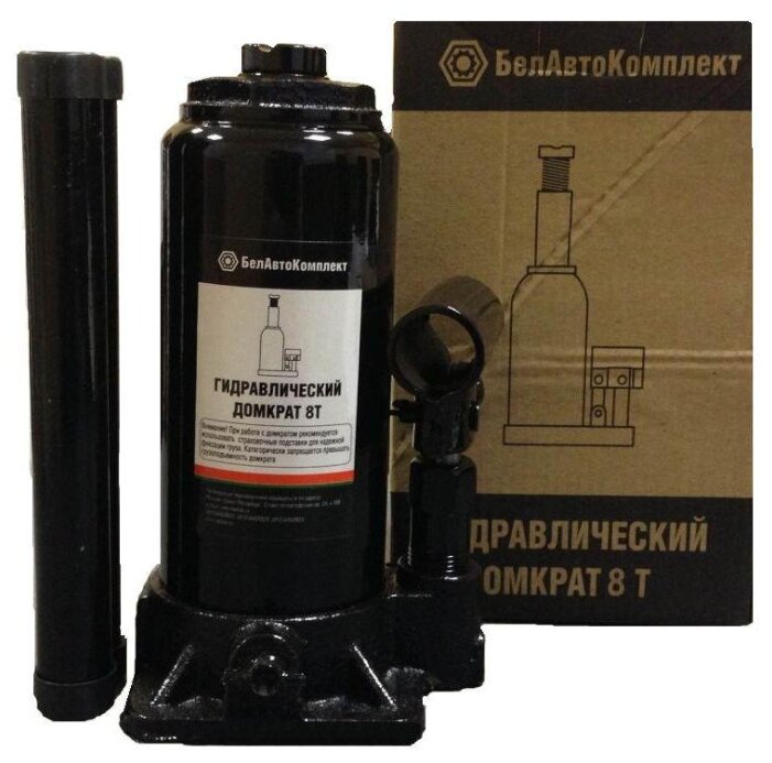 Домкрат бутылочный гидравлический БелАвтоКомплект БАК.00044 (8 т) черный