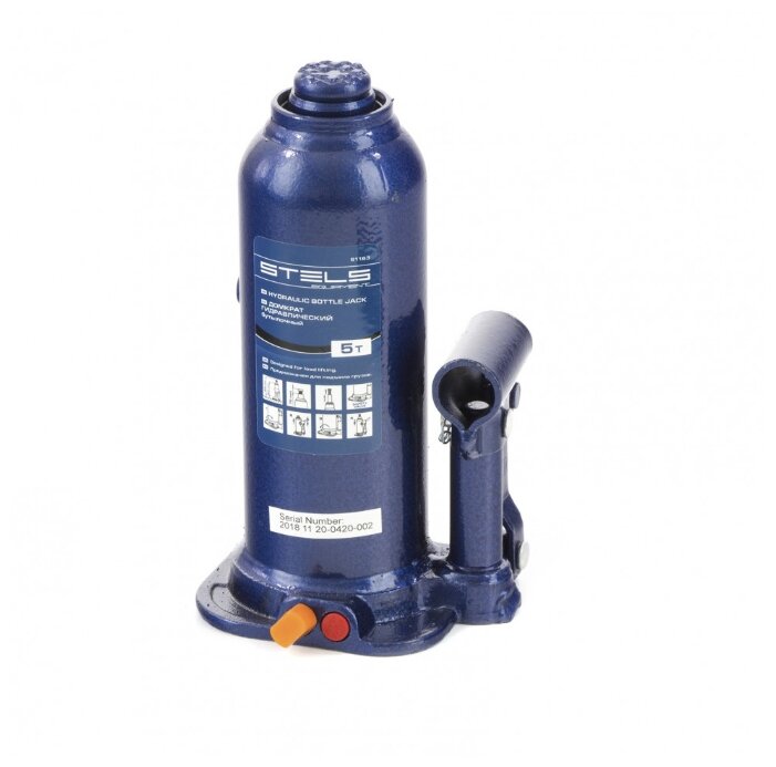 Домкрат бутылочный гидравлический Stels 51163 (5 т) синий