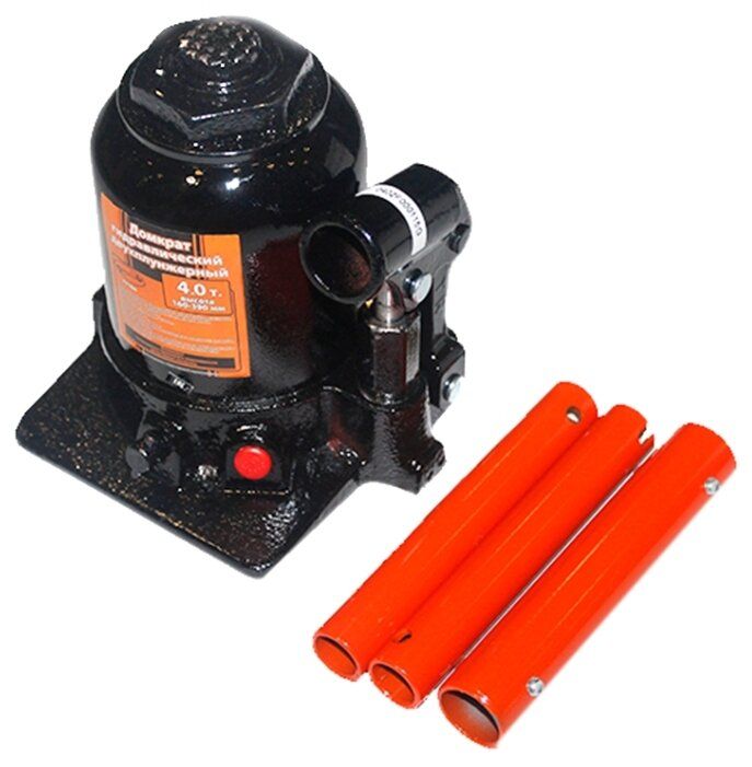 Домкрат бутылочный гидравлический АвтоDело 43104 (4 т) черный/оранжевый