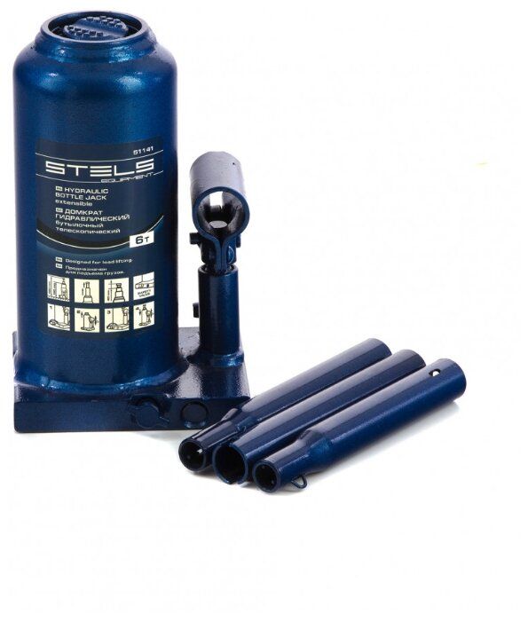 Домкрат бутылочный гидравлический Stels 51141 (6 т) синий