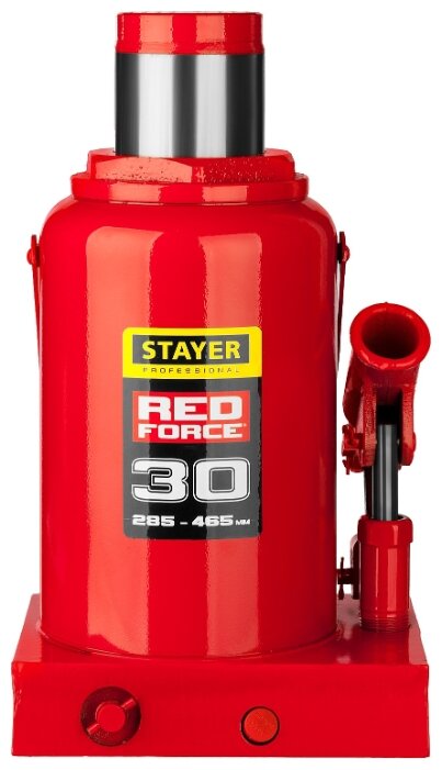 Домкрат бутылочный гидравлический STAYER Red Force 43160-30_z01 (30 т) красный