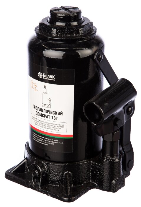 Домкрат бутылочный гидравлический БелАвтоКомплект БАК.00048 (16 т) черный