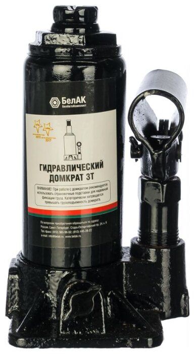 Домкрат бутылочный гидравлический БелАвтоКомплект БАК.00040 (3 т) черный