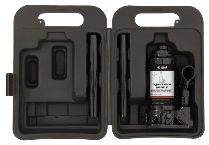 Домкрат бутылочный гидравлический БелАвтоКомплект БАК.10039 (2 т) черный
