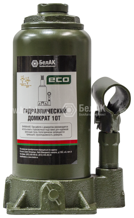 Домкрат бутылочный гидравлический БелАвтоКомплект БАК.70017 (10 т) зеленый